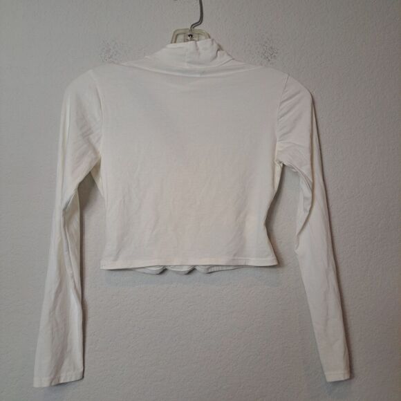 Lanston Revolve Cutout Turtleneck Off White Women's XS NWT Supima Cotton Stretch - Picture 6 of 12
